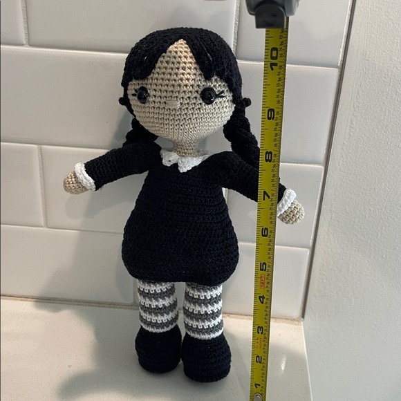 Handcrafted Wednesday Doll Crochet Decor Toy Addams Family - Picture 11 of 12